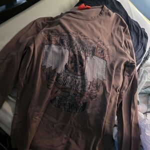 Hugo Boss Brown Graphic Long Sleeve Tee